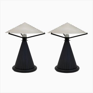 Lámparas de mesa Mushroom posmodernas de cristal de Murano, años 80. Juego de 2