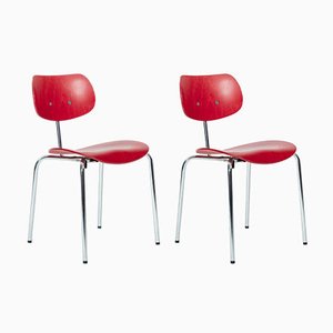 Rote stapelbare SE68 Stühle von Egon Eiermann für Wilde & Spieth, 2er Set