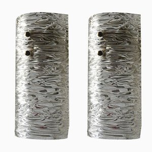 Vintage Wandleuchten aus strukturiertem Glas & Messing von JT Kalmar, 2