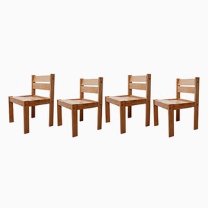 Swedish Pine Dining Chairs, 1970s, Set of 4