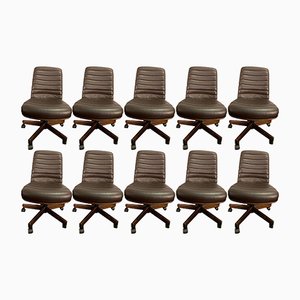 Leather Swivel Chairs by Vaghi, 1980s, Set of 10