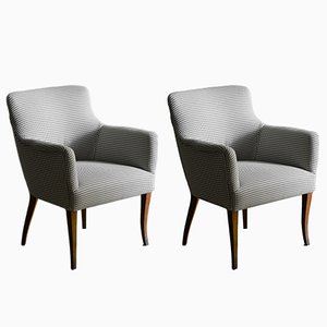 Mid-Century Armchairs with Fabric, 1950s, Set of 2
