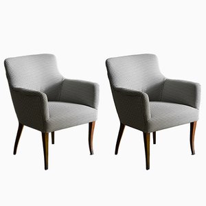 Set of Mid-Century Armchairs with Fabric, 1950s