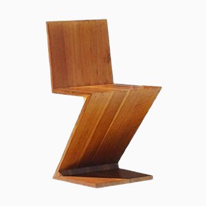 Vintage Zig Zag Stuhl aus Ulmenholz von Gerrit Thomas Rietveld für Cassina
