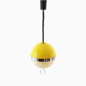 Lámpara esférica de ABS en amarillo y blanco de Disderot, años 60