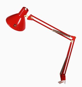 Lámpara de escritorio roja de Luxo, años 70
