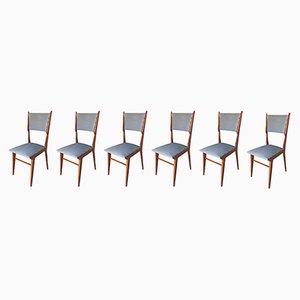 Leather and Wood Dining Chairs Attributed to Carlo de Carli, Italy, 1960s, Set of 6