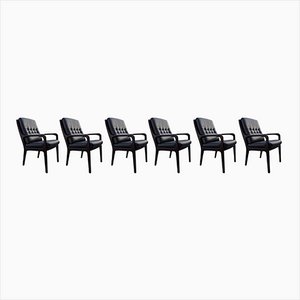 Leather Conference Armchairs With High Backrest by Eugen Schmidt, 1960s, Set of 6