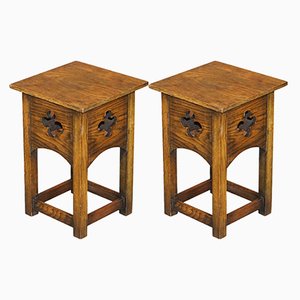 Table d'Appoint Arts & Crafts en Chêne, Angleterre, 1900, Set de 2