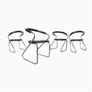 Vintage Bauhaus Armchair with Steel Tube and Chrome, Set of 4