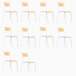 French Model 510 Stacking School or Dining Chairs from Mullca, 1950s, Set of 10
