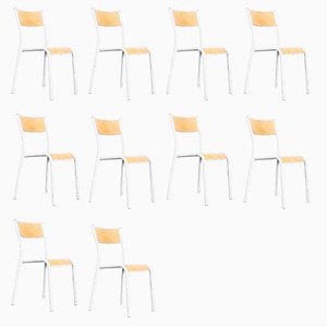 French Model 510 Stacking School or Dining Chairs from Mullca, 1950s, Set of 10