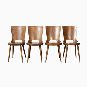 French Bentwood Dove Dining Chairs from Baumann, 1960s, Set of 4