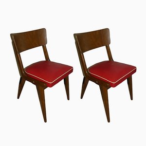 Chaises de Salon Mid-Century Rouges, Set de 2