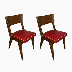 Set of Mid-Century Red Dining Chairs