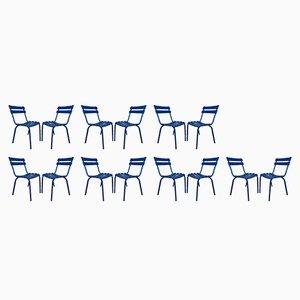 Blue Metal Dining Chairs, Set of 14