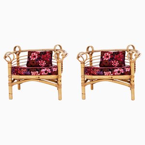 Vintage French Bamboo Armchairs, 1950s, Set of 2
