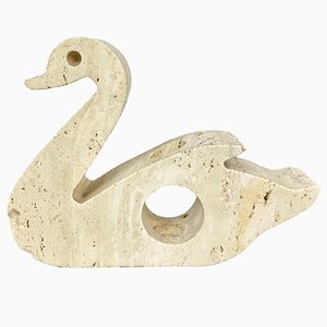Travertine Swan Candleholder by Fratelli Mannelli, Italy, 1970s