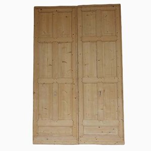 Large Softwood Sliding Doors, 1900s, Set of 2