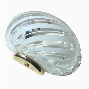 Lámpara de pared grande en espiral de cristal de Murano blanco