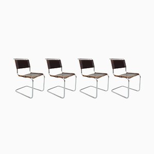 S33 Chairs in Dark Brown Leather by Marcel Breuer & Mart Stam for Thonet, Germany, 1926, Set of 4