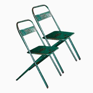 Folding Chairs in Green from Charrebourg, Set of 2