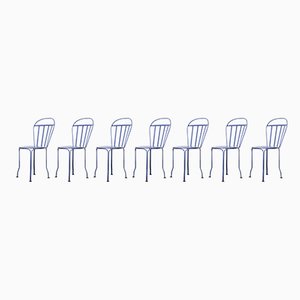 Italian Blue Outdoor Chairs by Emu, 1970s, Set of 7