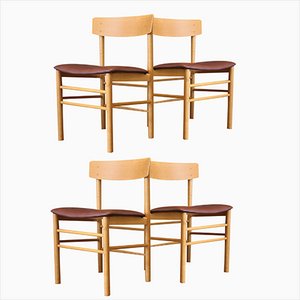 Danish Oak and Leather Model 250 Chair from Farstrup Møbler, Set of 4