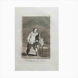 Francisco Goya, Y se le Quema la Casa, Grabado original, 1799