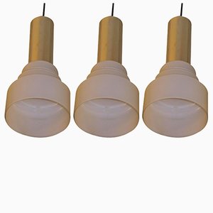 Mid-Century Milk Glass Pendant Lights, Set of 3