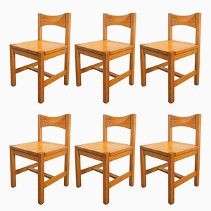 Mid-Century Modern Pine Dining Chairs by Ilmari Tapiovaara for Laukaan Pu, Set of 6