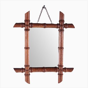 Vintage Small Bamboo Mirror, France, 1920s