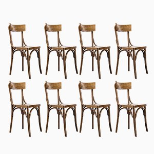 Honey Oak Bentwood Dining Chairs by Marcel Breuer for Luterma, 1950s, Set of 8