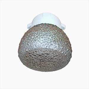 Lampada da soffitto rotonda in vetro a bolle con struttura in ceramica