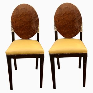 Art Déco Chairs with Bronze Elements, 1920s, Set of 2