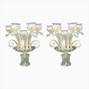 Lámparas de pared de cristal de Murano de A. Barbini para N. Martinuzzi. Juego de 2