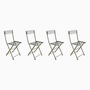 Acrylic Glass and Gilded Metal Folding Chairs from Galerie Maison et Jardin, 1970s, Set of 4