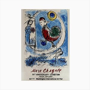 Original Exhibition Chagall, 90th Anniversary of the Cecile Gallery Poster, 1977