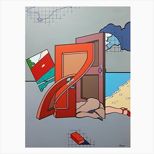 Jorge Carruana, Palmas I: Woman / Doors, 1977, Acryl auf Leinwand