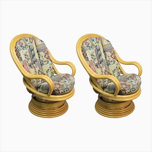 Set of Bamboo Rotating Armchairs