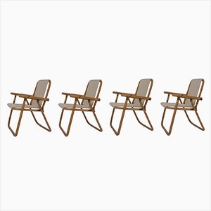 Italian Bamboo and Cotton Chairs, Set of 4