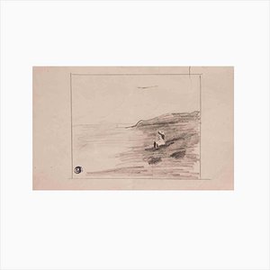 Edmond Cuisinier, The Girl by the Shore, Original Drawing, Early 20th-Century