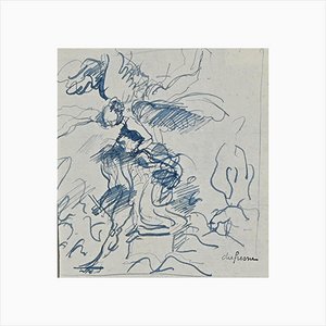 Charles Dufresne, Le Sacrifice d'Abraham, Dessin Original, Début 20ème Siècle