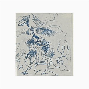 Charles Dufresne, Le Sacrifice d'Abraham, Original Drawing, Early 20th-Century