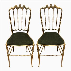 Brass Chiavari Chairs, 1940s, Set of 2