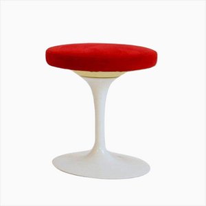 Tulip Swivel Stool with Red Suede Seats from Knoll