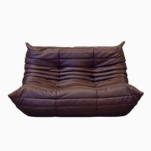 Vintage Togo Chocolate Brown 2-Seat Sofa by Michel Ducaroy for Ligne Roset, 1980s