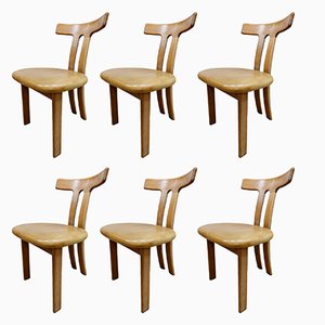 Oak Dining Chairs, 1960s, Set of 6