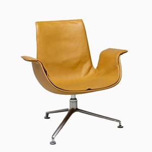 Cognac Leather Swivel FK Lounge Chair by Preben Fabricius & Jorgen Kastholm