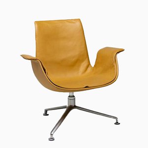 Sillón giratorio FK de cuero coñac de Preben Fabricius & Jorgen Kastholm